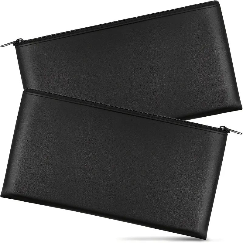2 pcs zipper money pouch for cash, bank book, money pouch, cash, coins, cosmetics, tickets and tools