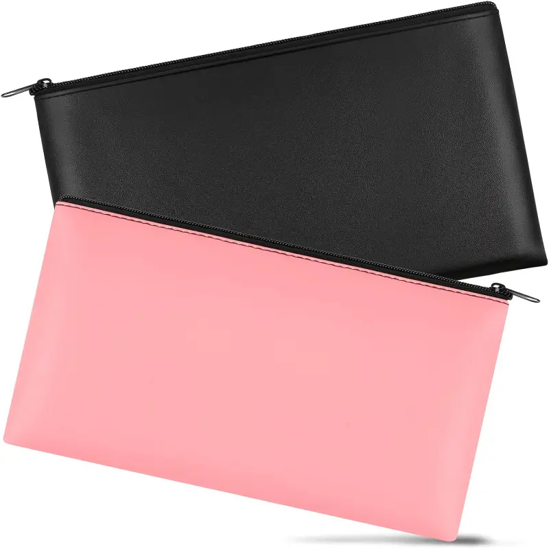 2 pcs zipper money pouch for cash, bank book, money pouch, cash, coins, cosmetics, tickets and tools