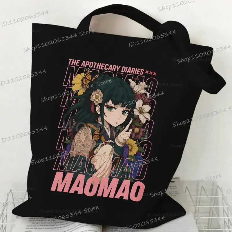 Funny Maomao The Apothecary Diaries Print Women's Handbags Harajuku Style Shopping Bag Student Anime Maomao Canvas Tote Bags