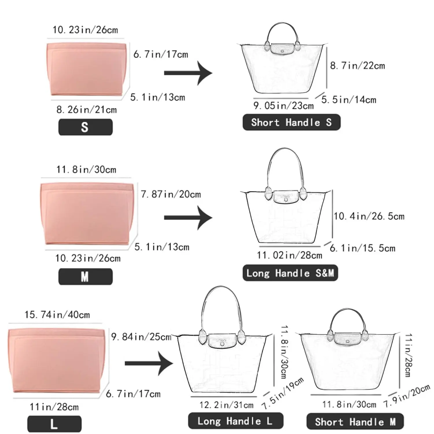 Purse Organizer,Multi-Pocket Felt Handbag Organizer, Folding Tote Bag organizer insert Makeup Organizer for Longchamp