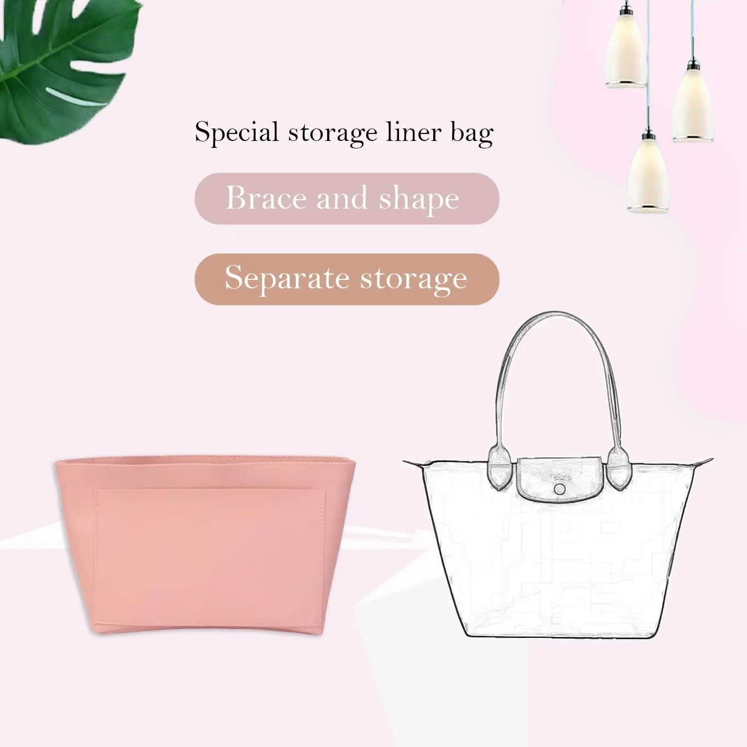 Purse Organizer,Multi-Pocket Felt Handbag Organizer, Folding Tote Bag organizer insert Makeup Organizer for Longchamp