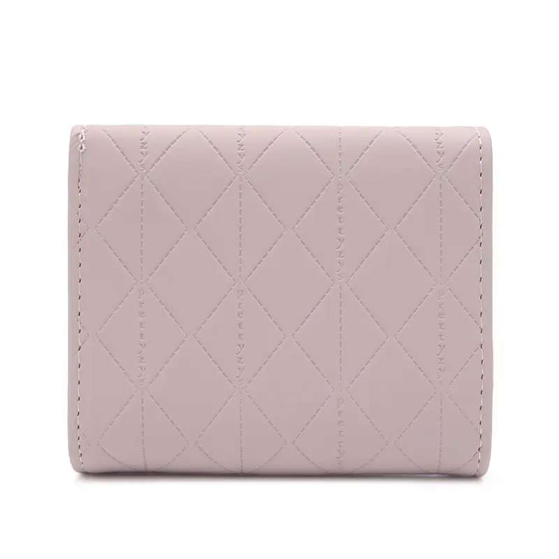 Autumn and winter new women's short wallet Japan and South Korea small fresh PU simple folding hardware leaf pendant three fold