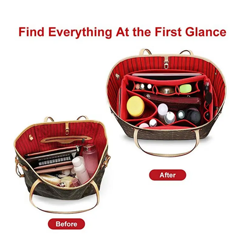 Make up Organizer Felt Cloth Handbag Organizer Insert Bag Travel Inner Purse Portable Cosmetic Bags Fits Speedy Neverfull