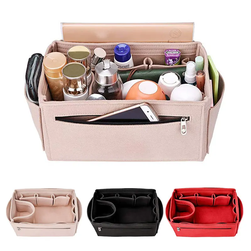 Make up Organizer Felt Cloth Handbag Organizer Insert Bag Travel Inner Purse Portable Cosmetic Bags Fits Speedy Neverfull