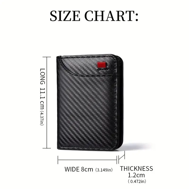 Ultra-Slim Carbon Fiber Wallet - Modern Minimalist Design with ID Window & Multiple Card Slots - Durable PU Material, Polyester