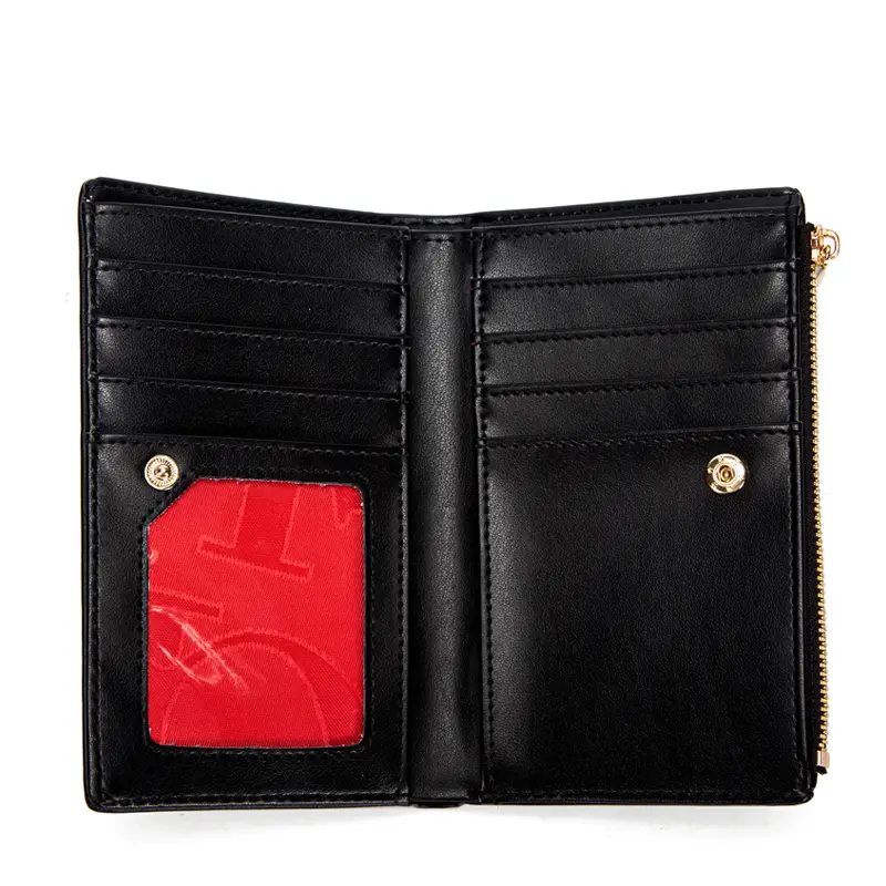 Women's Long Coin Purse Fashion Luxury Letters Solid Color Short Small Wallet Simple Square Portable Tri Fold Wallet for Ladies