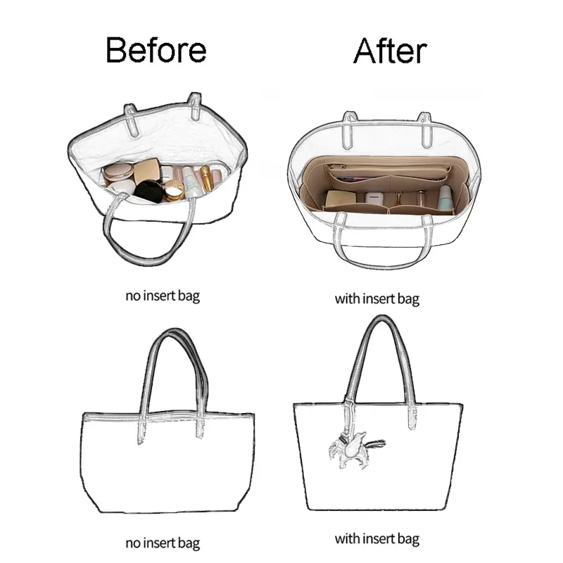 EverToner Felt Insert Organizer For Goyard GM PM Mini Tote Bag Womens Handbag Inner Purse Travel Cosmetic Liner Bags Shaper