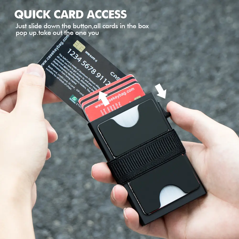 2025 New Slim Aluminum Card Wallet RFID Pop-up Push Button Bank Credit Card Case Holder Thin Smart Metal Wallet for Men Women