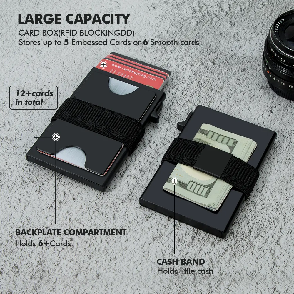 2025 New Slim Aluminum Card Wallet RFID Pop-up Push Button Bank Credit Card Case Holder Thin Smart Metal Wallet for Men Women