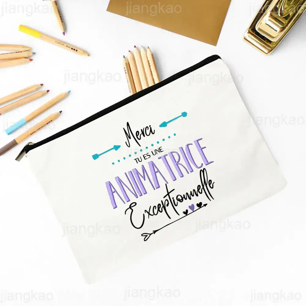 Super Animatrice French Print Makeup Bags Women Cosmetic Case Travel Toiletries Organizer Female Wash Pouch Pencil Bag best Gift