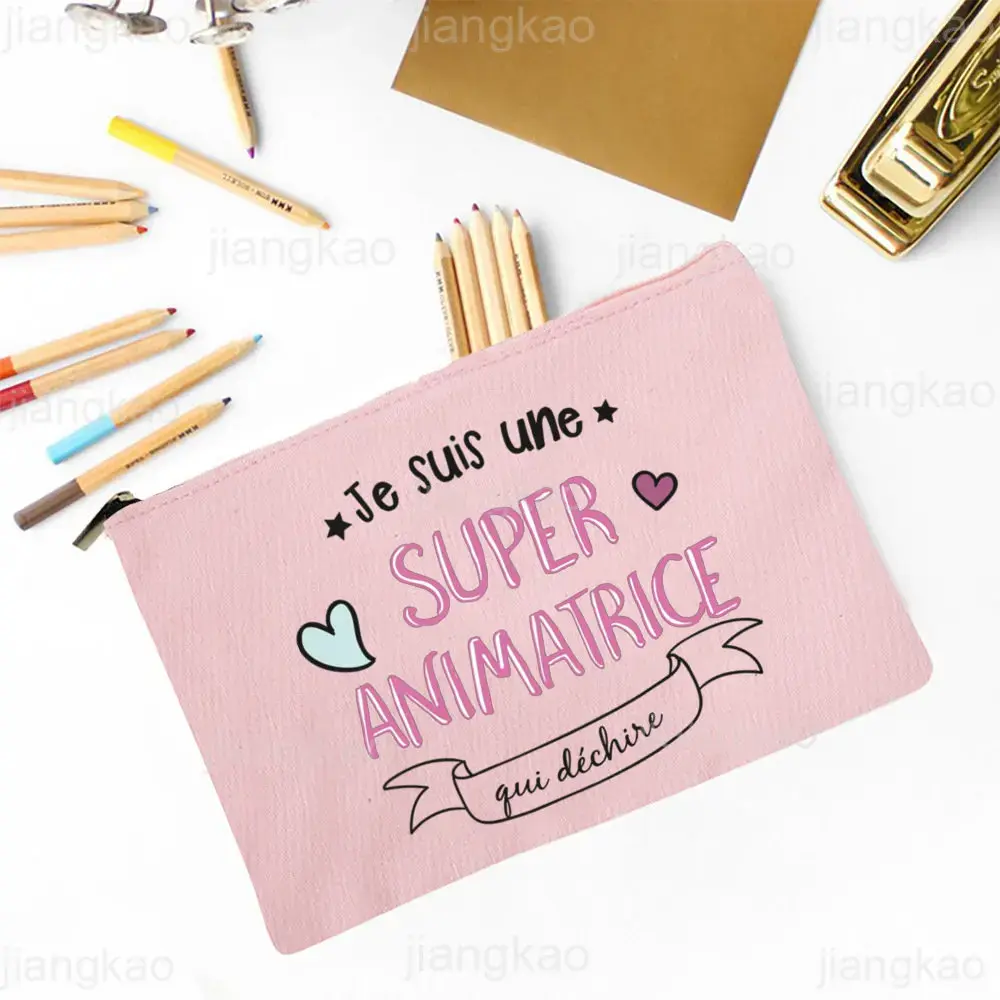 Super Animatrice French Print Makeup Bags Women Cosmetic Case Travel Toiletries Organizer Female Wash Pouch Pencil Bag best Gift
