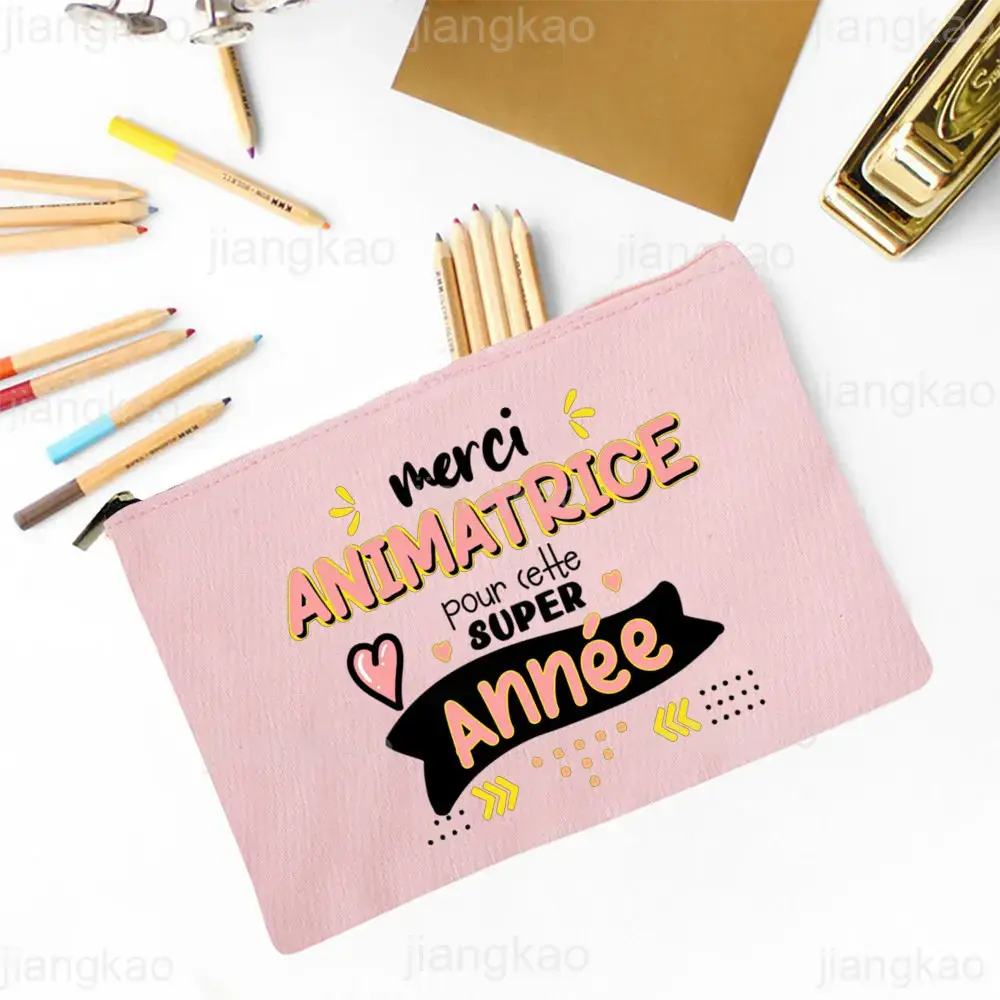 Super Animatrice French Print Makeup Bags Women Cosmetic Case Travel Toiletries Organizer Female Wash Pouch Pencil Bag best Gift