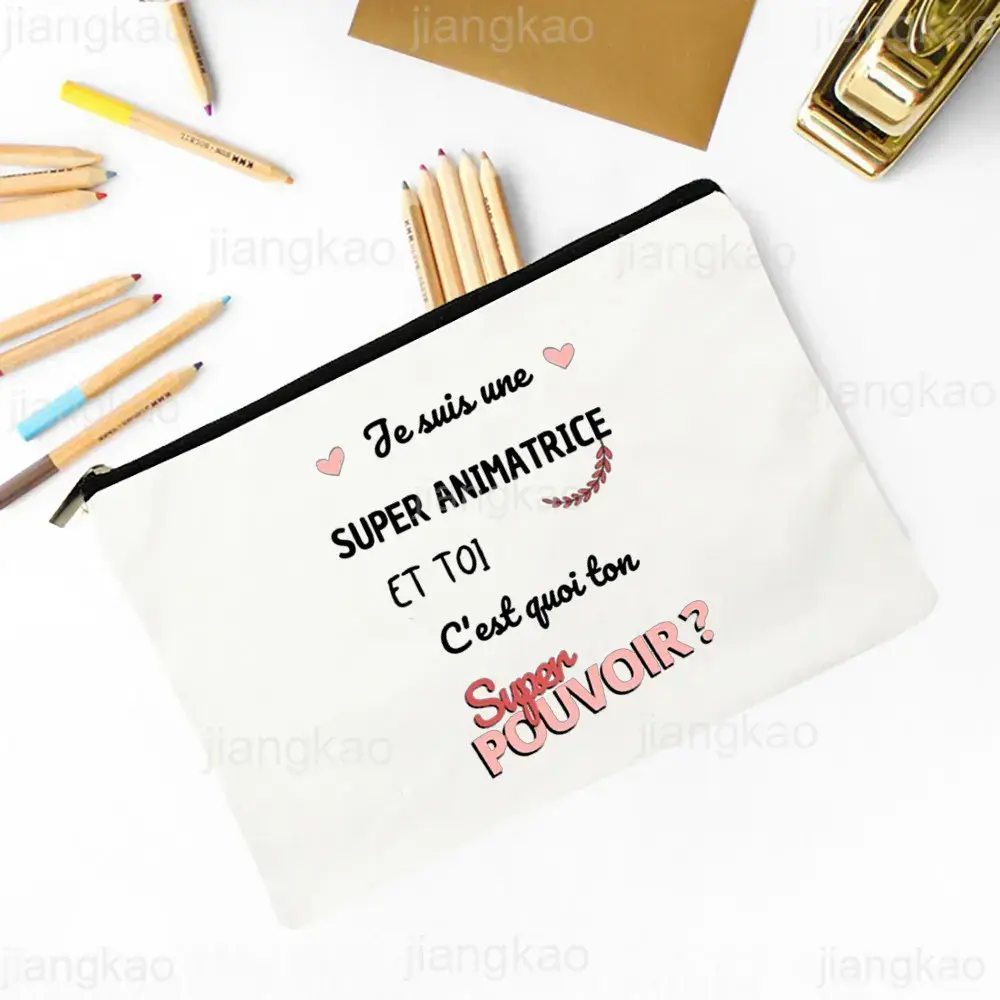 Super Animatrice French Print Makeup Bags Women Cosmetic Case Travel Toiletries Organizer Female Wash Pouch Pencil Bag best Gift
