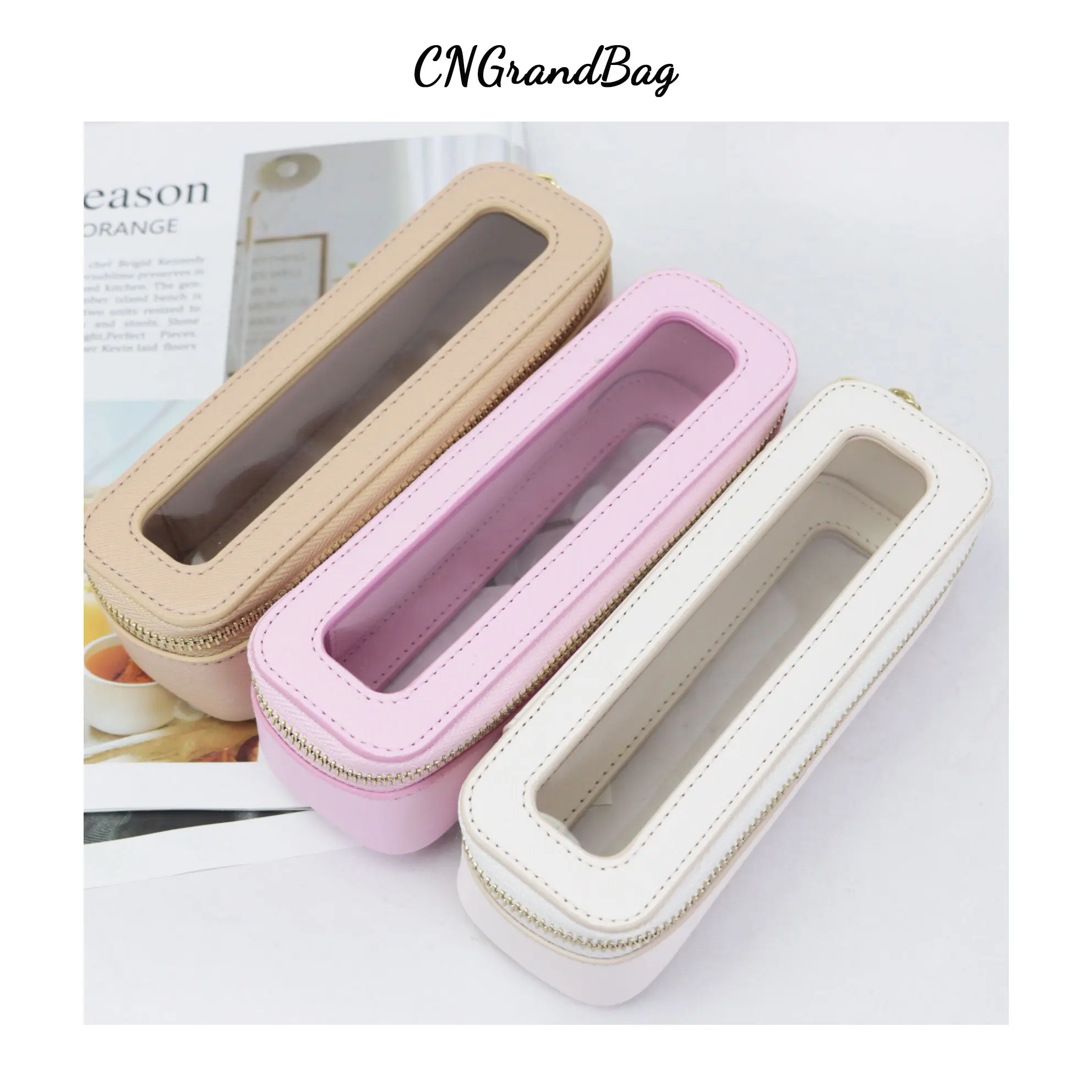Customized Letters Colorful Classic Saffiano Portable Travel Clear PVC Cosmetic Bag TPU Wash Bag Makeup Brush Storage Bag Gift