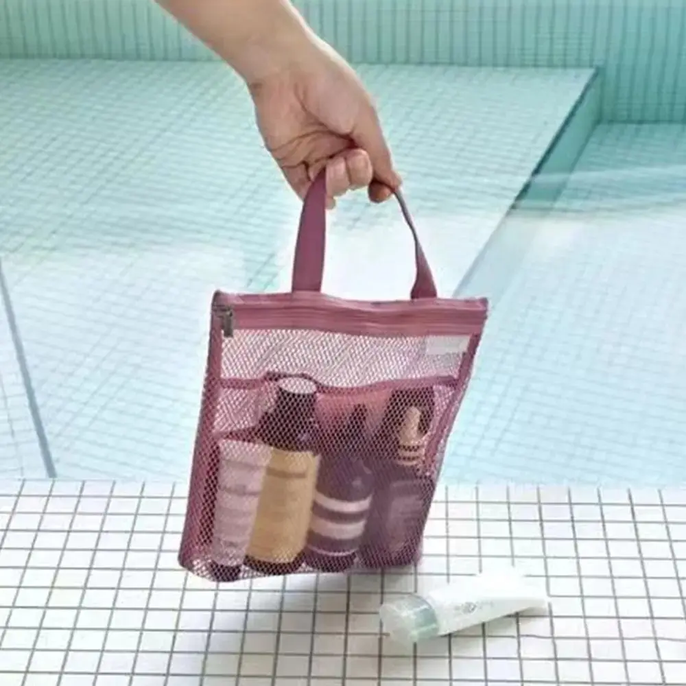 Mesh Makeup Toiletry Storage Bags Handbags Portable Travel Washing Body Shower Tools Organizer Hanging Cosmetic Organizer Pouch