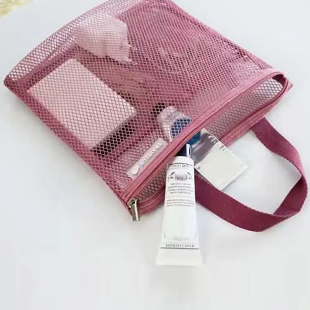 Mesh Makeup Toiletry Storage Bags Handbags Portable Travel Washing Body Shower Tools Organizer Hanging Cosmetic Organizer Pouch