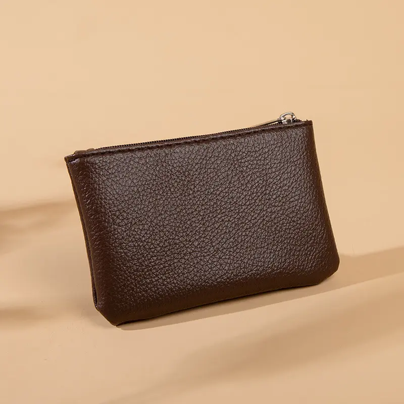 Unisex New Litchi Pattern Simple Coin Purse Ultra-thin Short Card Coin Key Storage Bag