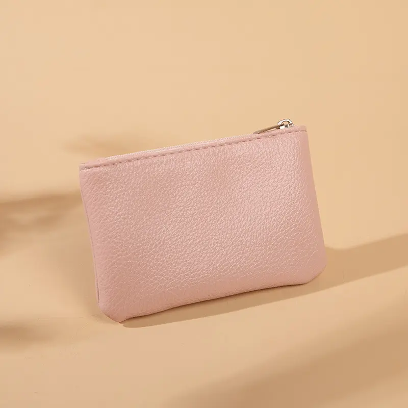 Unisex New Litchi Pattern Simple Coin Purse Ultra-thin Short Card Coin Key Storage Bag