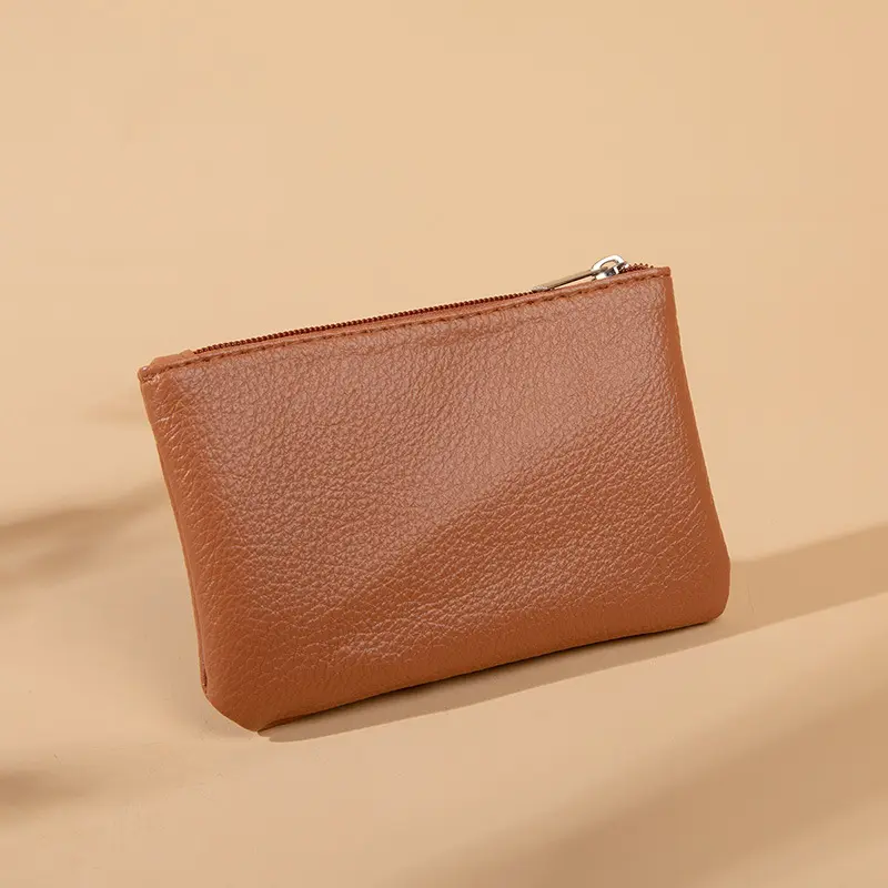 Unisex New Litchi Pattern Simple Coin Purse Ultra-thin Short Card Coin Key Storage Bag