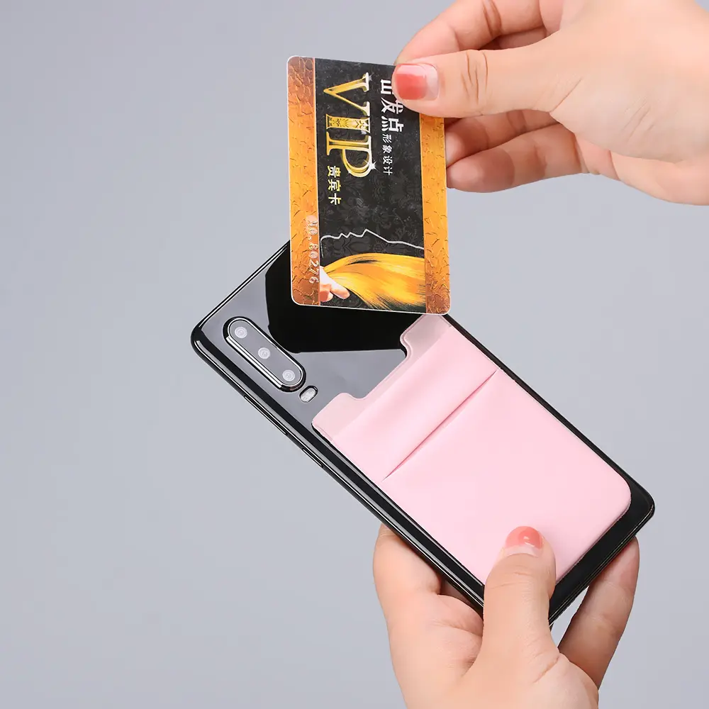 Unisex Adhesive Sticker Phone Pocket Stick On Card Wallet High Quality Stretchy Cell Phone Credit Card Sleeve Pouch