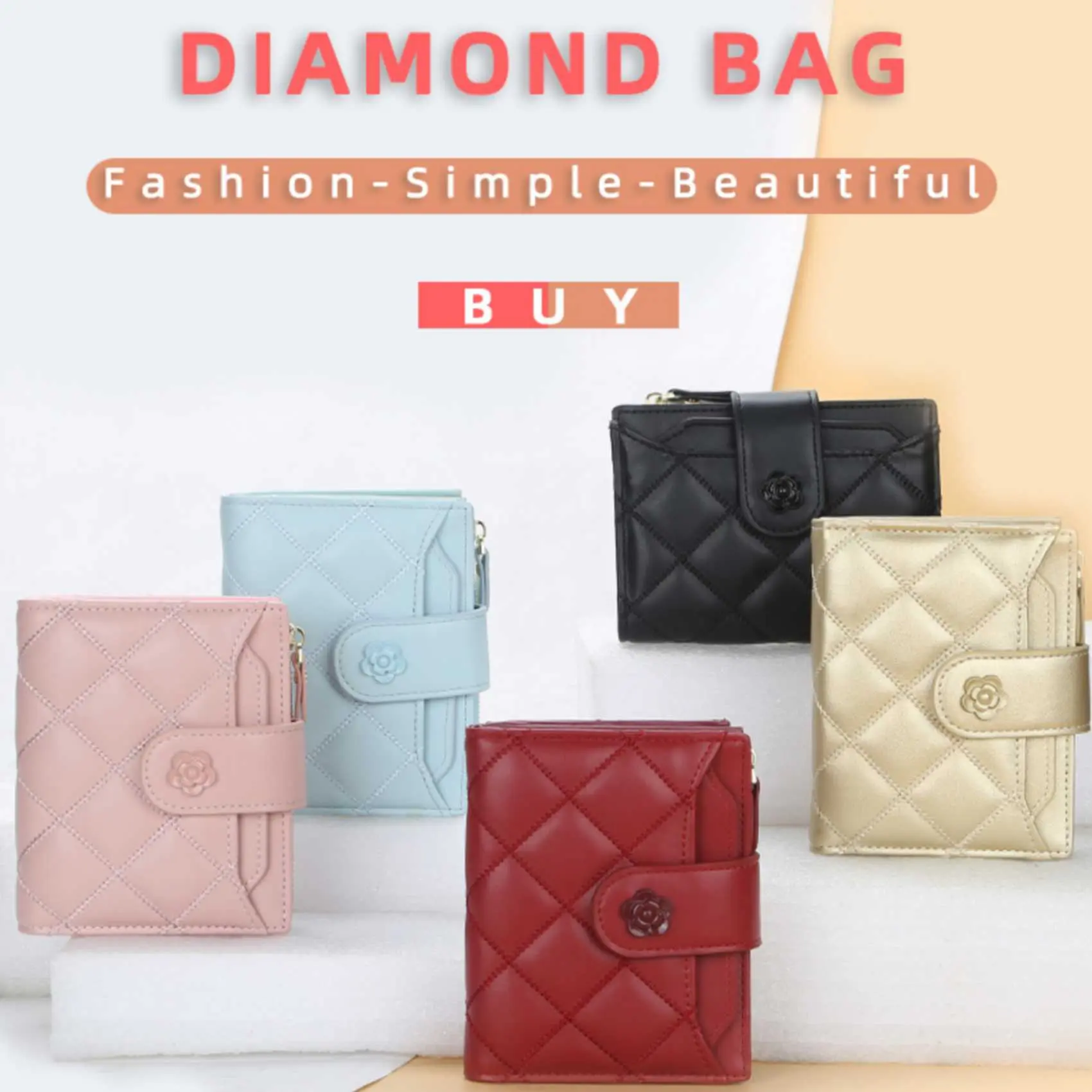 Argyle Multi-Card Trifold Zipper Coin Purse New Fashion Casual Women's Short Wallet Vertical Driver's License Buckle Card Holder