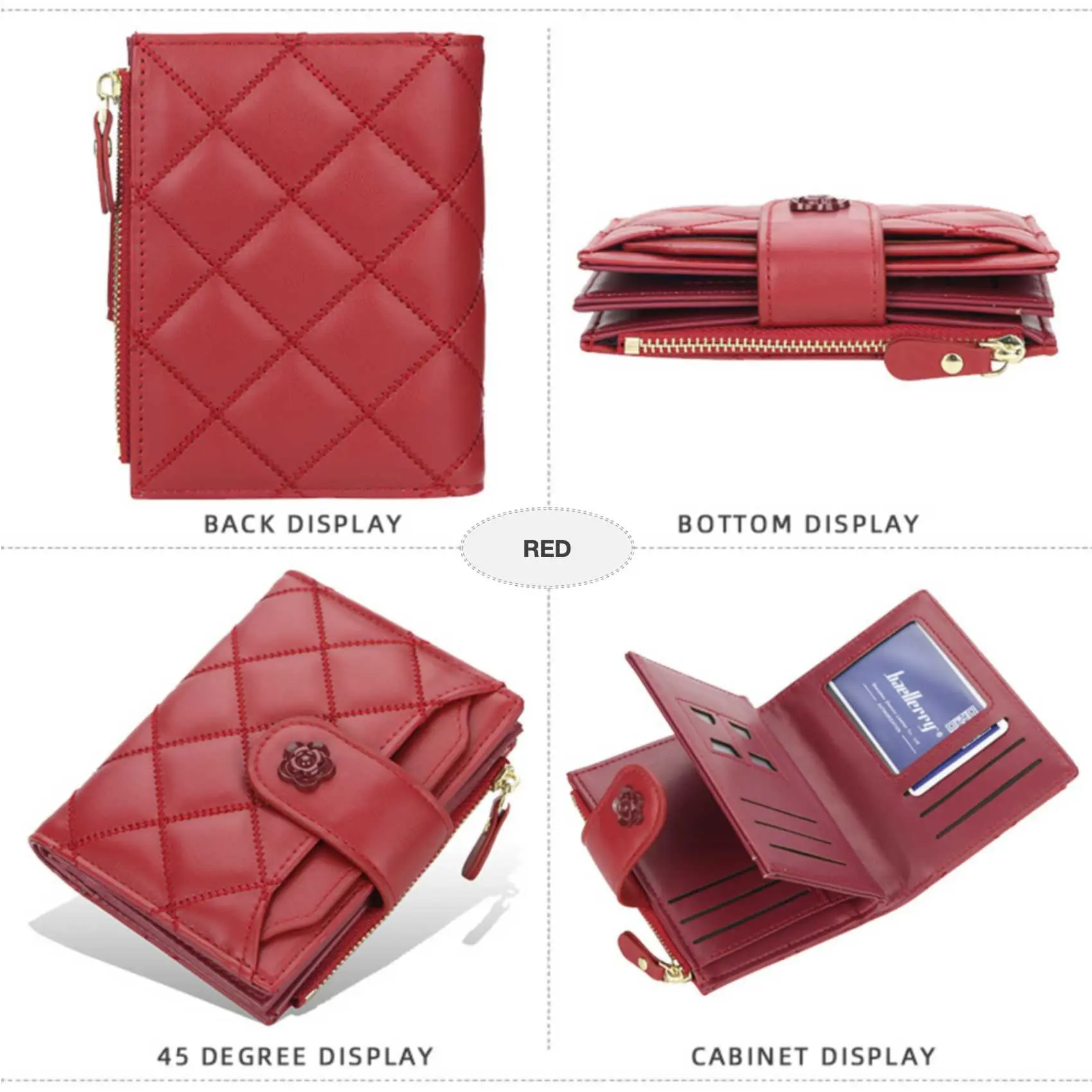 Argyle Multi-Card Trifold Zipper Coin Purse New Fashion Casual Women's Short Wallet Vertical Driver's License Buckle Card Holder