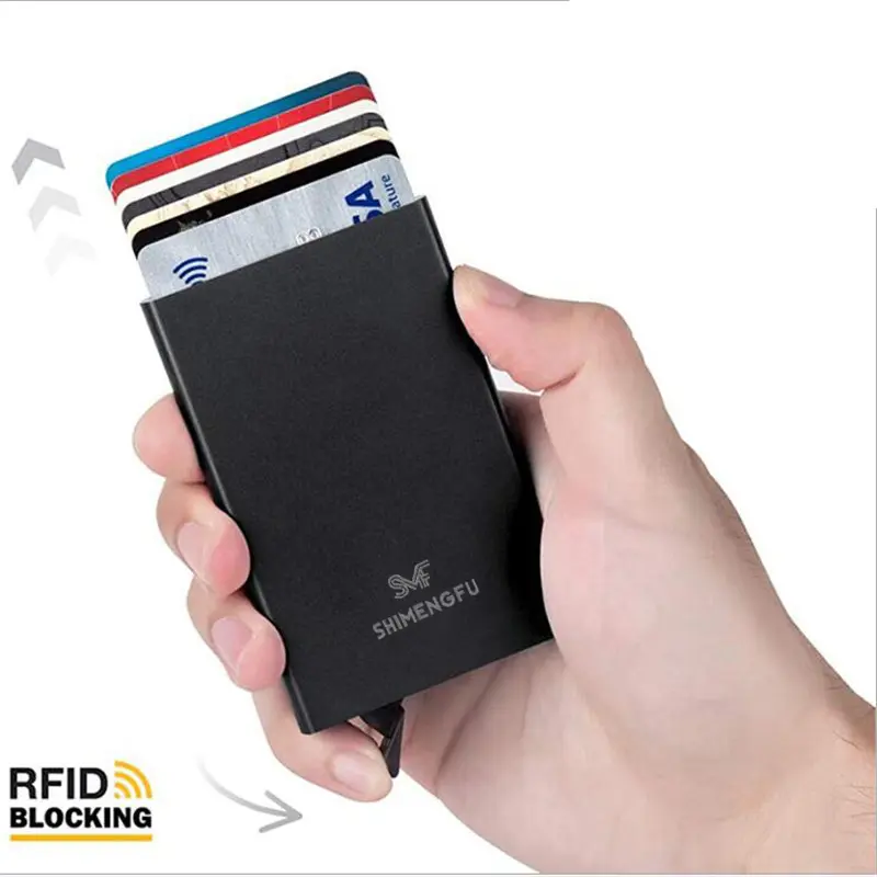 ID Credit Card Holder Wallet 10 Cards Porte Carte Thin Aluminium Metal Anti-theft Pocket Case Women Purse Men Box Rfid Blocking