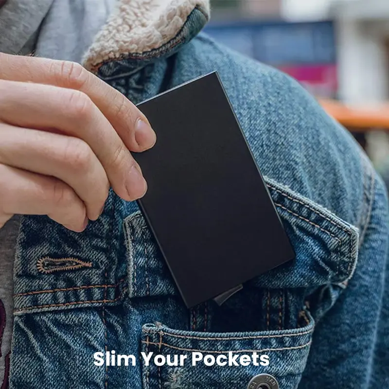 Rfid Smart Wallet Card Holder Metal Thin Slim Men Women Wallets Pop Up Minimalist Wallet Small Black Purse Vallet Walets for Men