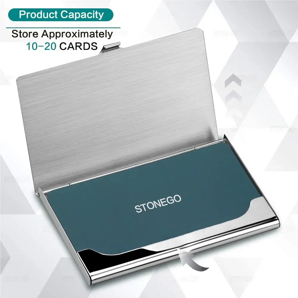 Premium Stainless Steel Business Card Holder - Ultra-thin Silver Metal Pocket Card Case for Men and Women; Simple Design