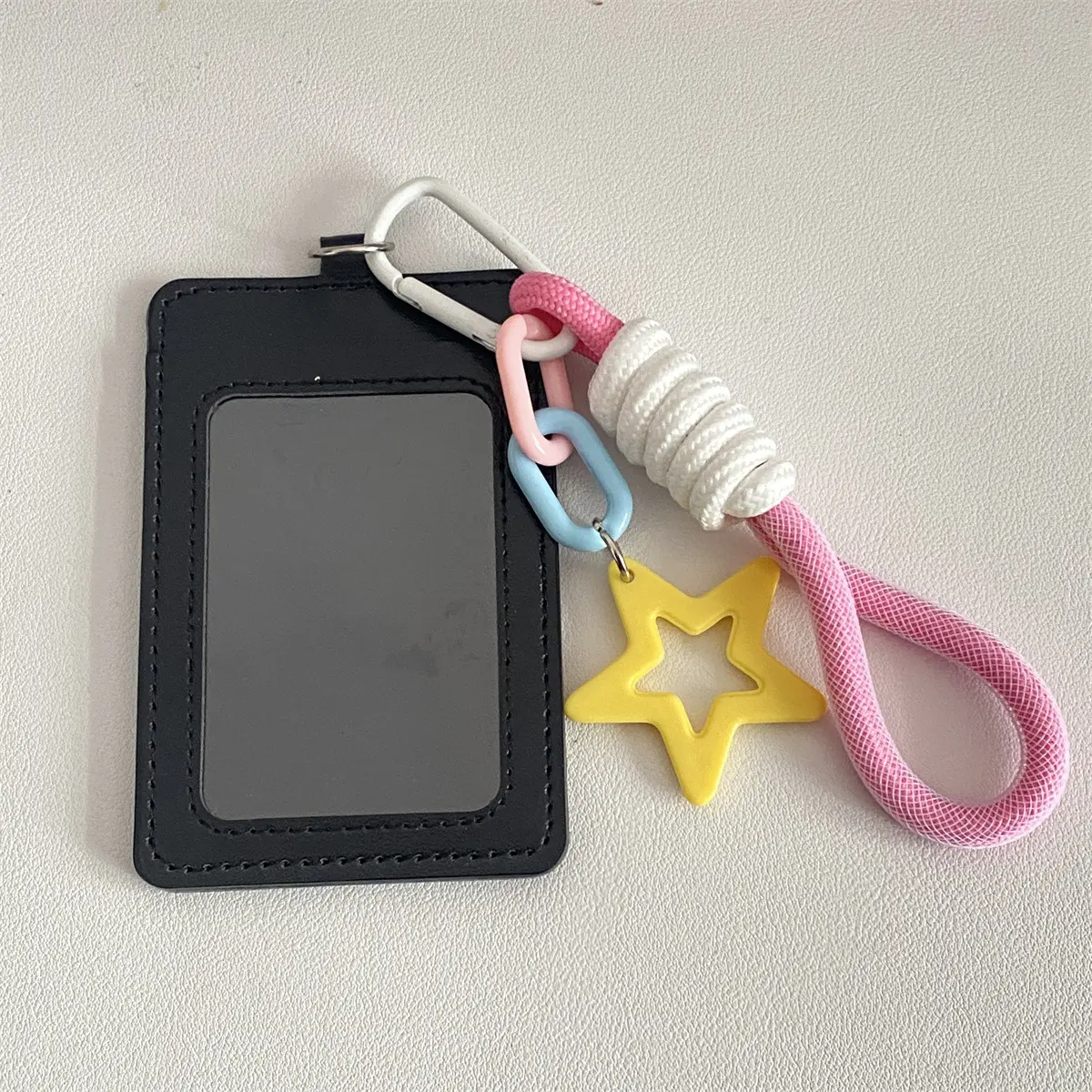 Cute candy color card holder, colorful woven rope keychain, student campus card, meal card, bus card, storage bag