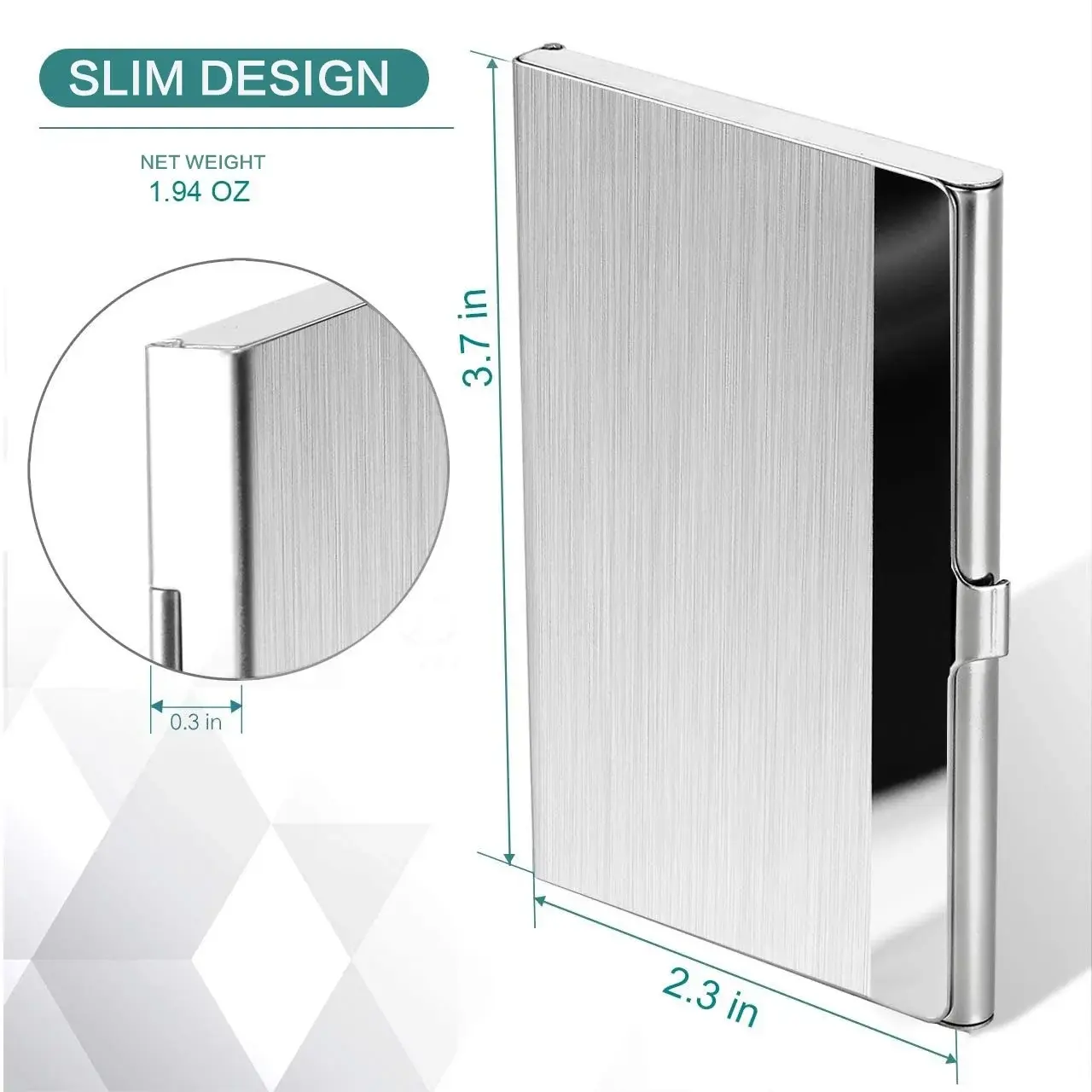 Premium Stainless Steel Business Card Holder - Ultra-thin Silver Metal Pocket Card Case for Men and Women; Simple Design