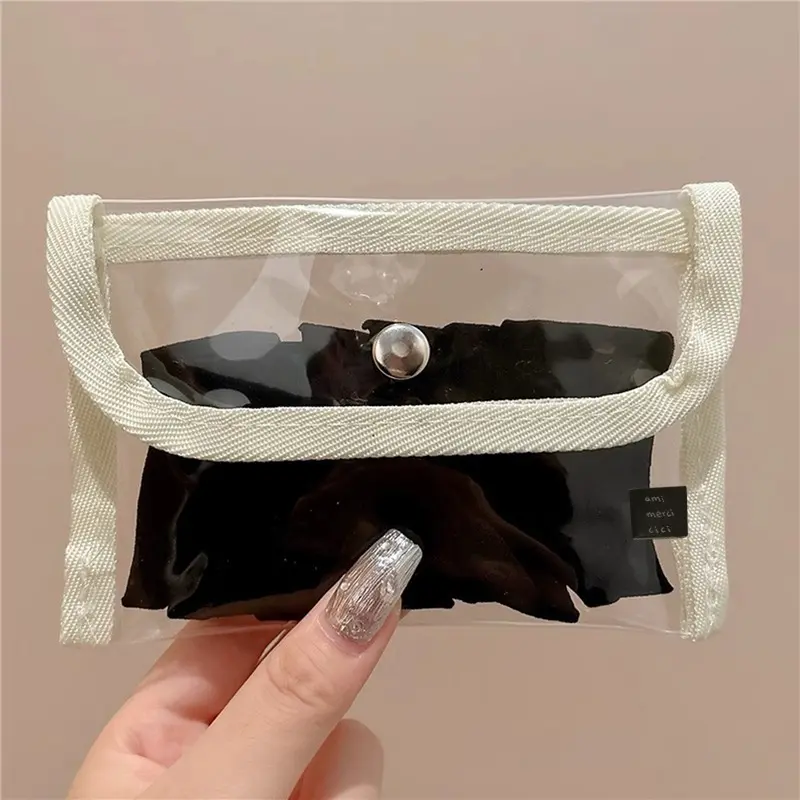 Kawaii Transparent PVC Cosmetic Bag 2025 Women Clear Small Coin Purse Hand Wallet Girls Pouch Fashionable Organizer