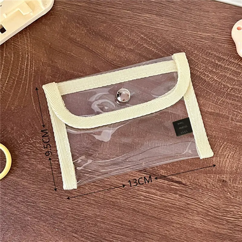 Kawaii Transparent PVC Cosmetic Bag 2025 Women Clear Small Coin Purse Hand Wallet Girls Pouch Fashionable Organizer