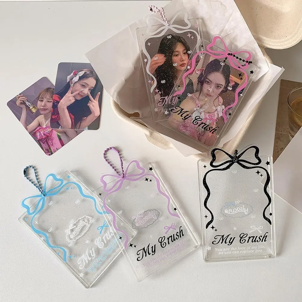 Acrylic Transparent Photo Card Holder Idol Gu Card Storage Cover Girl Bowknot Small Card Hard Shell Photocard Protective Case