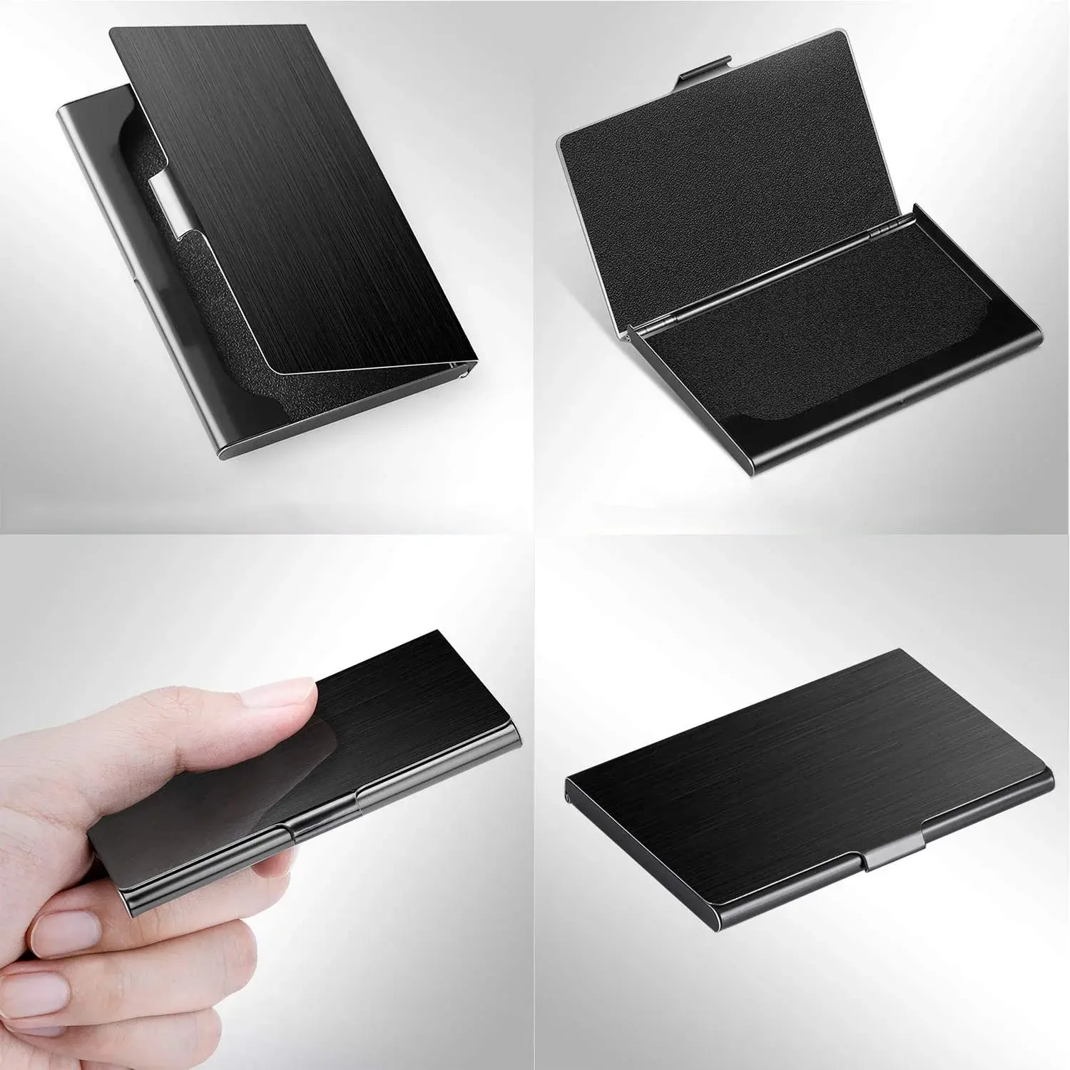 Premium Stainless Steel Business Card Holder - Ultra-thin Silver Metal Pocket Card Case for Men and Women; Simple Design