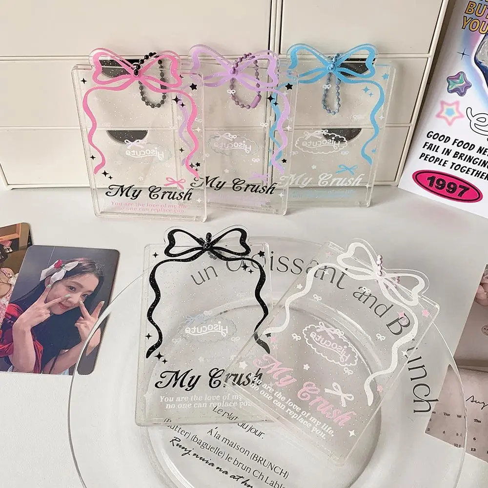Acrylic Transparent Photo Card Holder Idol Gu Card Storage Cover Girl Bowknot Small Card Hard Shell Photocard Protective Case