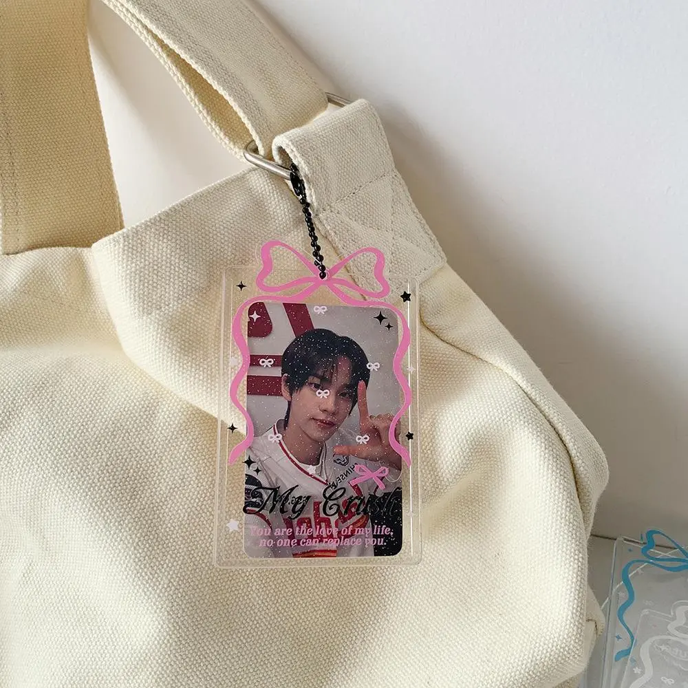 Acrylic Transparent Photo Card Holder Idol Gu Card Storage Cover Girl Bowknot Small Card Hard Shell Photocard Protective Case