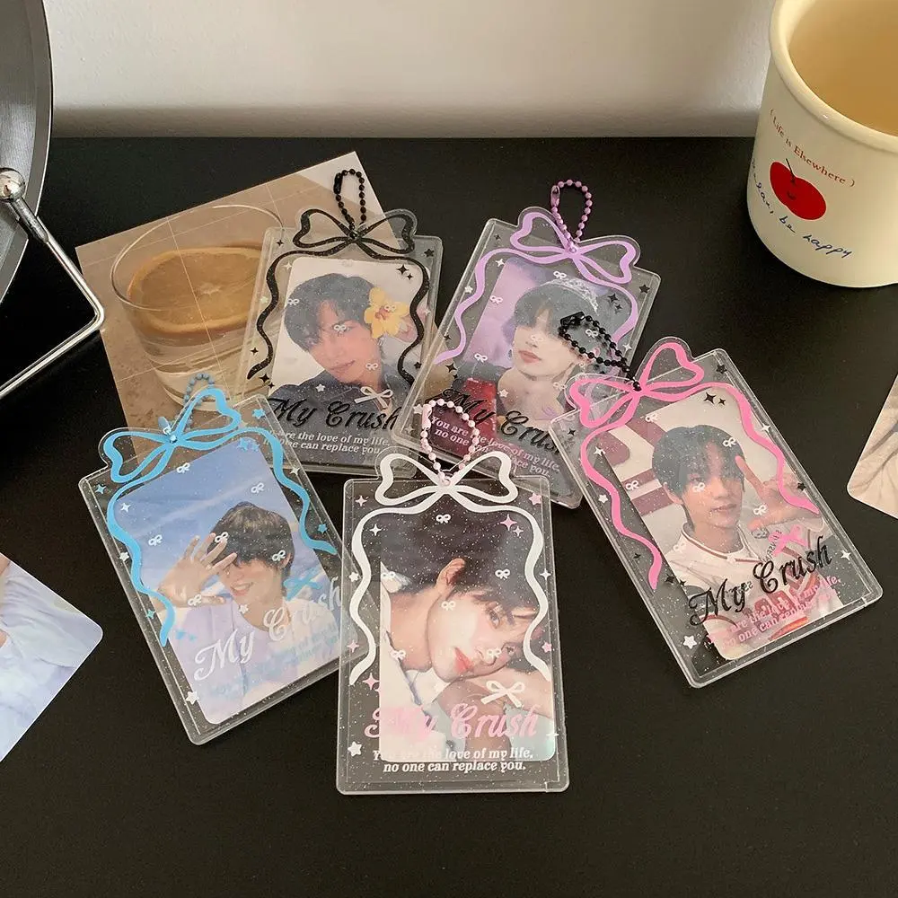 Acrylic Transparent Photo Card Holder Idol Gu Card Storage Cover Girl Bowknot Small Card Hard Shell Photocard Protective Case