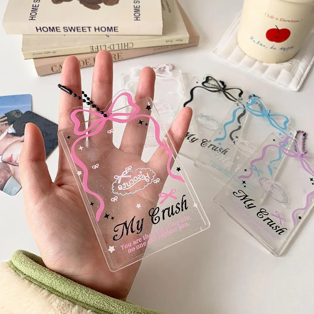 Acrylic Transparent Photo Card Holder Idol Gu Card Storage Cover Girl Bowknot Small Card Hard Shell Photocard Protective Case