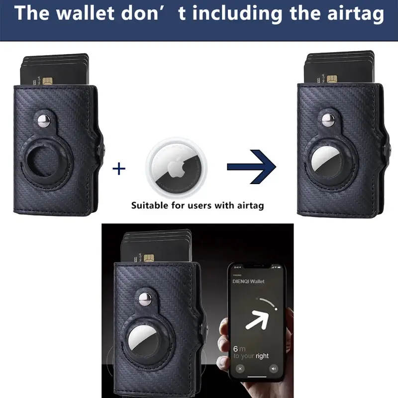 Airtag Wallet Rfid Credit Card Holder Luxury Men Women Bank Cardholder Case Wallet Money Bag Purse For Apple Air Tag Tracker