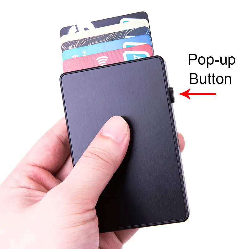 YUECIMIE New Slim Small Card Wallet RFID Pop-up Push Button Bank Credit Card Case Holder Thin Smart Metal Wallet For Man Women