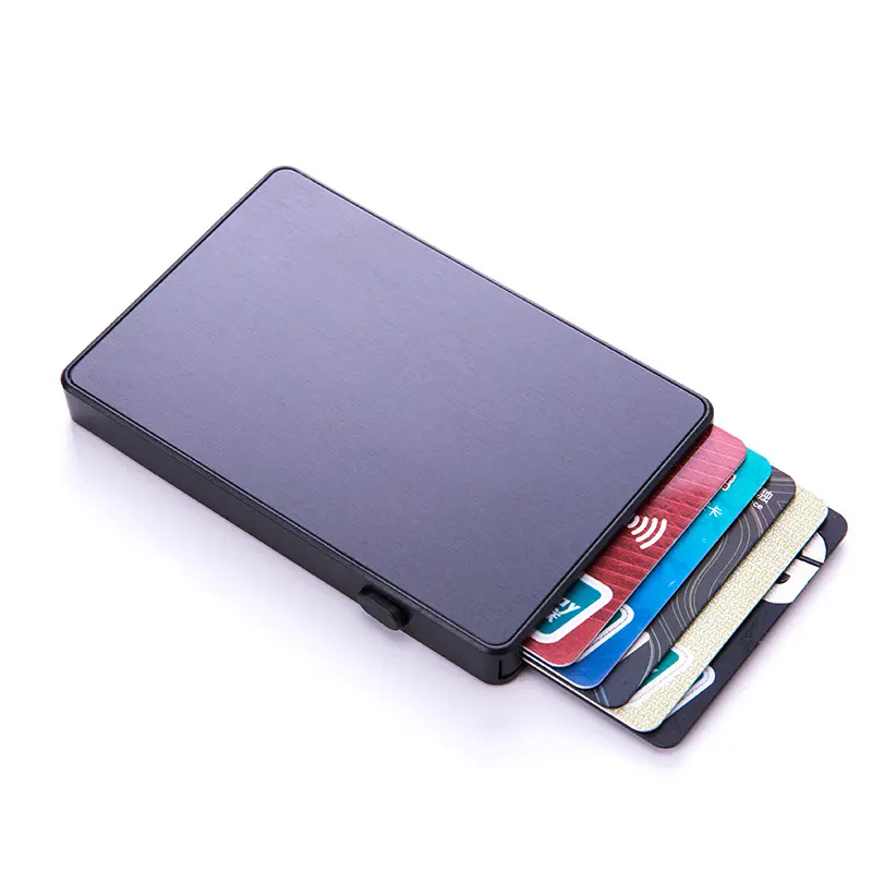 YUECIMIE New Slim Small Card Wallet RFID Pop-up Push Button Bank Credit Card Case Holder Thin Smart Metal Wallet For Man Women