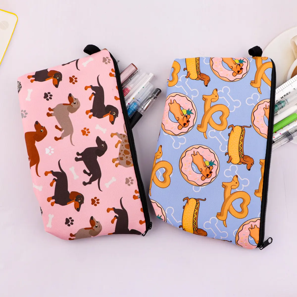 Cute Animals Cats Cosmetic Bags Portable for Women Cartoon Dogs Travel Storage Bag Lipstick Cosmetics Small Bag Organizer Case