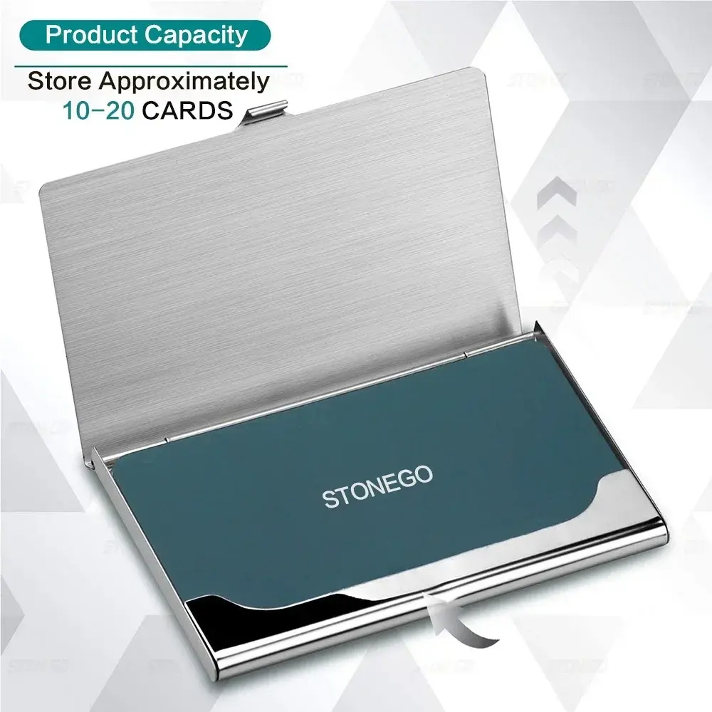 Premium Stainless Steel Business Card Holder - Ultra-thin Silver Metal Pocket Card Case for Men and Women Simple Design Wallet