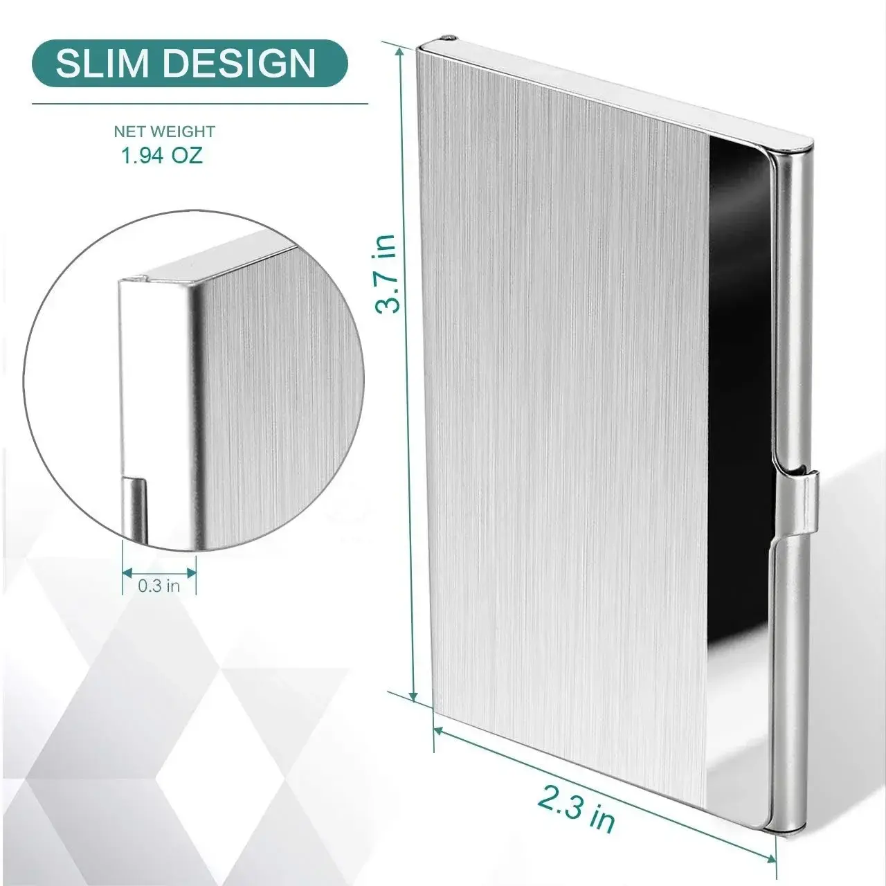 Premium Stainless Steel Business Card Holder - Ultra-thin Silver Metal Pocket Card Case for Men and Women Simple Design Wallet
