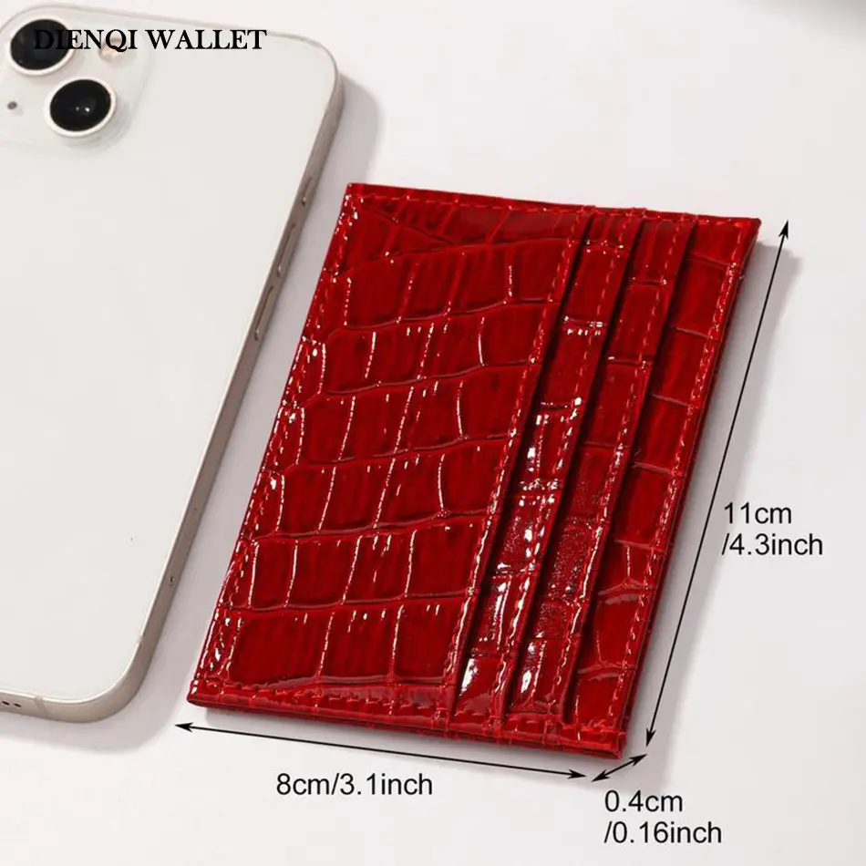 Women's Simple Plain Crocodile Pattern Wallet Casual Slim Wallet Minimalist Cardholder Multi-slot Card Holder for Women & Girls