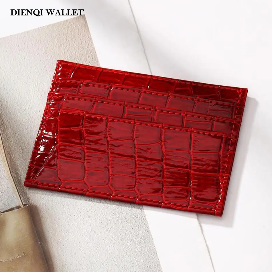 Women's Simple Plain Crocodile Pattern Wallet Casual Slim Wallet Minimalist Cardholder Multi-slot Card Holder for Women & Girls