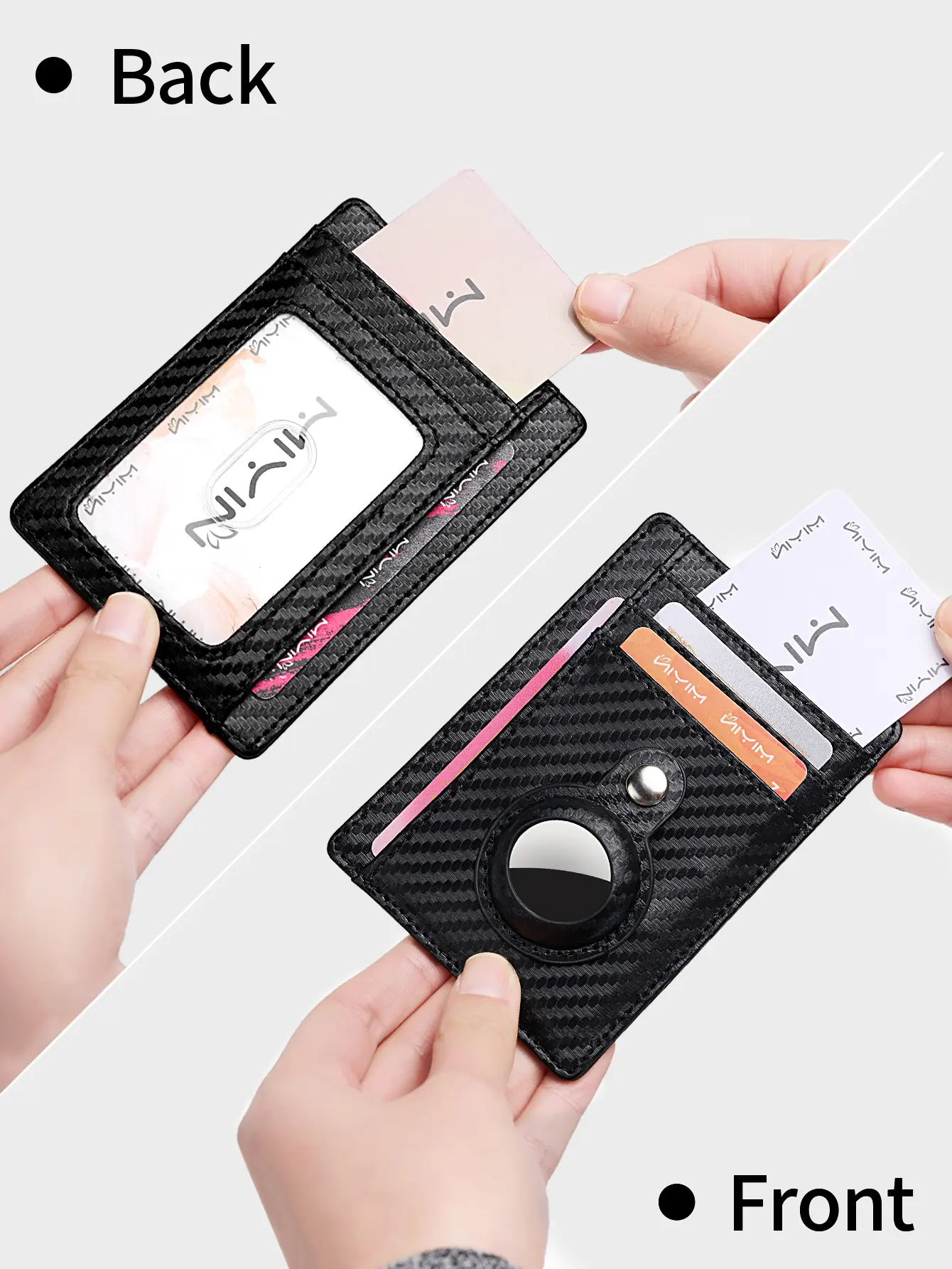 RFID Blocking Credit Card Wallet Ultra-thin Simple Apple Airtag Case ID Card Holder Men and Women Carbon Fiber Tracker Wallet