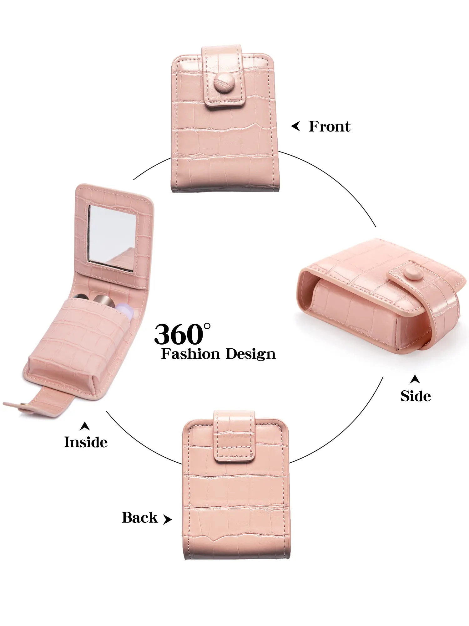 Mini Portable Lipstick Bags With Mirror Small Cosmetic Bag Stylish Compact For Women Lipsticks Protective Cover Storage Case