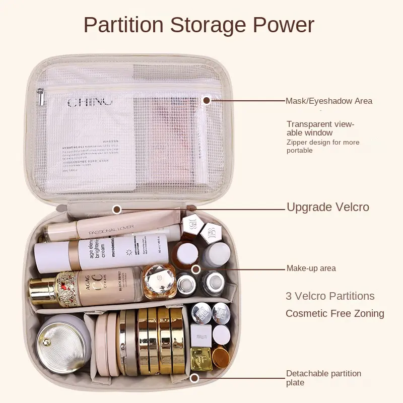 New Women's Large-Capacity Makeup Bag with Partitioned Storage for Cosmetics,  An Essential Cosmetic Bag for Travel,Pencil Case